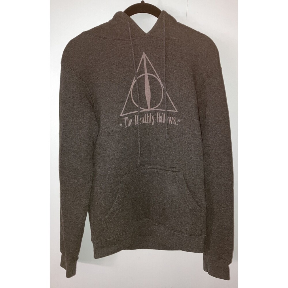 Men's Harry Potter The Deathly Hallows Symbol Pull Over Pocket Hoodie Size Small